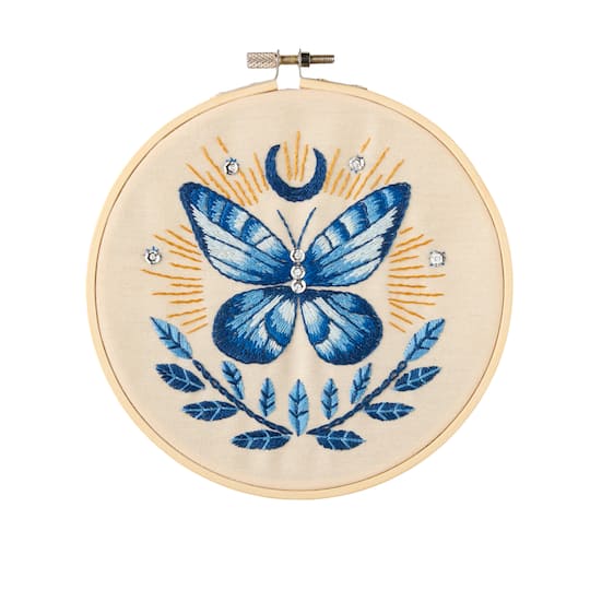 6" Blue Moth Halloween Embroidery Kit by Loops & Threads®
